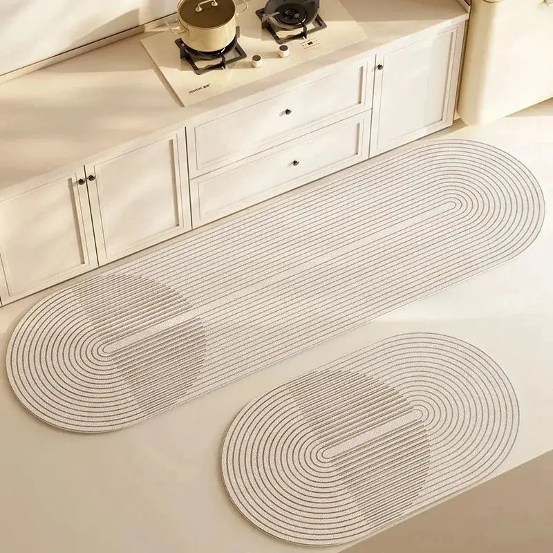 Super absorbent kitchen floor mat with anti-slip design, perfect for home and bathroom use.