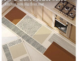 Anti-slip PVC kitchen floor mat, long and stylish brown rug for home and foot comfort.