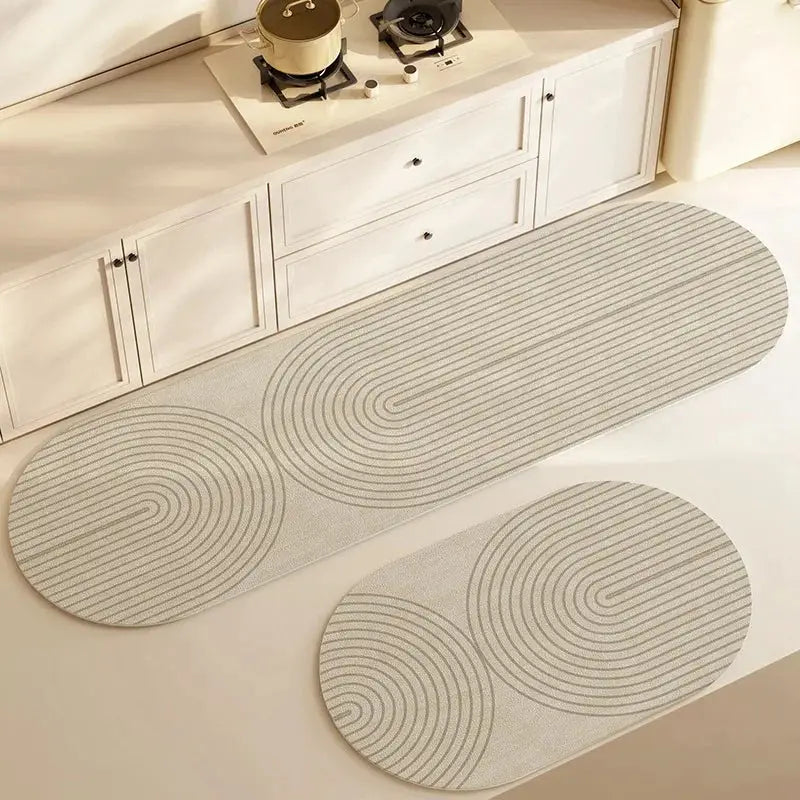 Anti-slip entrance doormat with soft, washable, and super absorbent fabric.