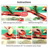 Kitchen vegetable cutter with multiple blades for slicing and grating.