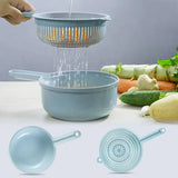 Multifunctional vegetable chopper with grater, cutter, and slicer for kitchen use.