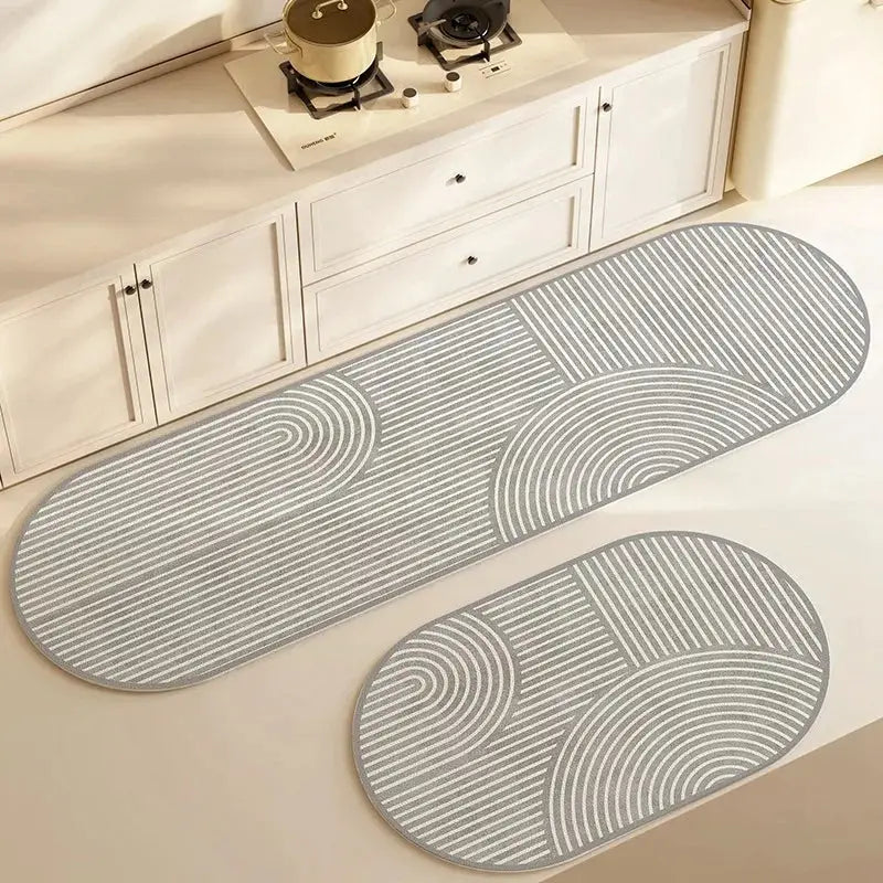 Super absorbent kitchen floor mat with anti-slip design, perfect for home and bathroom use.