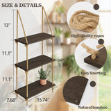 Boho-style black wall shelves with woven hanger for modern and rustic interiors.