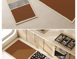 Brown Japanese-style kitchen floor mat, durable PVC material with anti-slip backing.